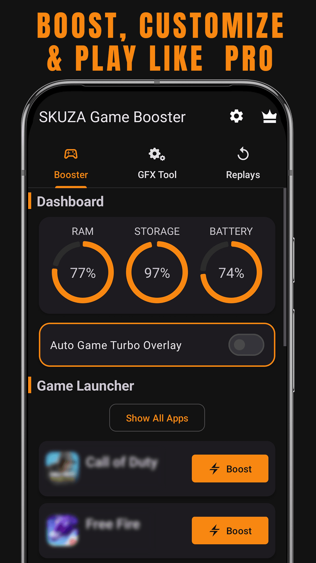 SKUZA Game Booster & GFX Tool screenshot 1
